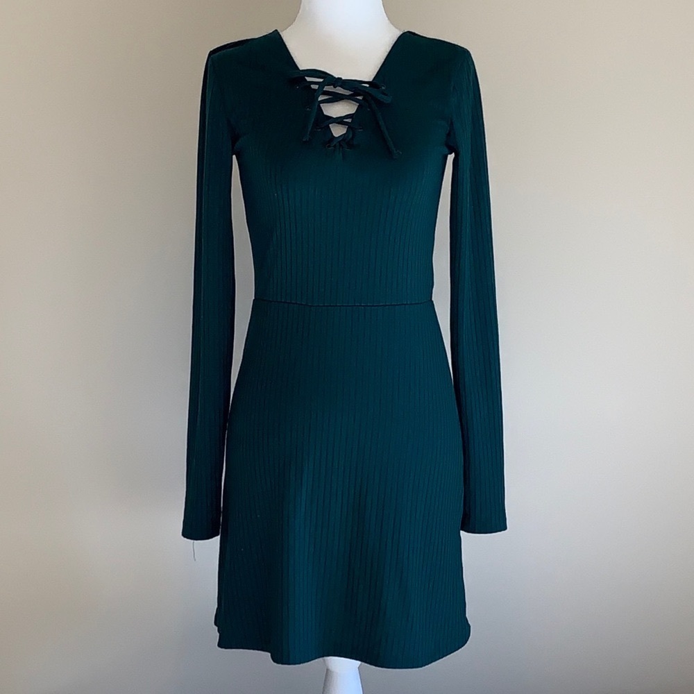 CAPE JUBY Dark green ribbed dress
